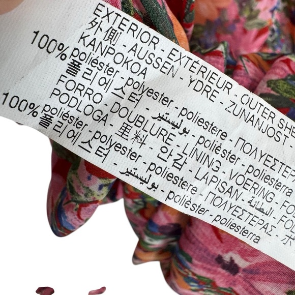 Zara Floral Ruched Ruffle Mini Dress Size S - Picture 13 of 16